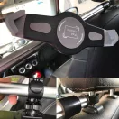 Autós tartó, Univerzális, Tablet PC tartó, 7 - 11 coll, két ülés közé a fejtámlára szerelhető, 360°-ban forgatható, teleszkópos nyél, ezüst