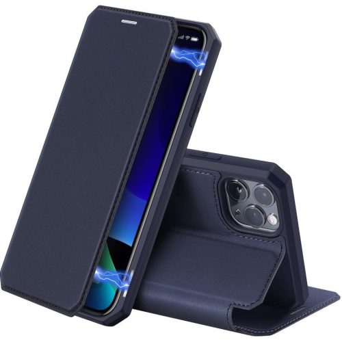 Samsung Galaxy A52 / A52 5G / A52s 5G SM-A525F / A526B / A528B, Oldalra nyíló tok, stand, Dux Ducis Skin X, sötétkék