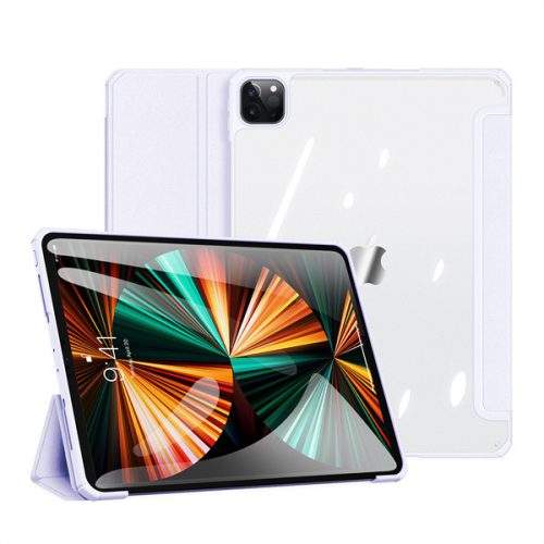 Apple iPad Pro 12.9 (2021) / iPad Pro 12.9 (2022), mappa tok, Smart Case, légpárnás sarok, közepesen ütésálló, átlátszó hátlap, Dux Ducis Copa, lila