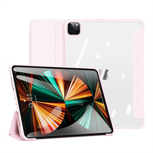 Apple iPad Pro 12.9 (2021) / iPad Pro 12.9 (2022), mappa tok, Smart Case, légpárnás sarok, közepesen ütésálló, átlátszó hátlap, Dux Ducis Copa, rózsaszín