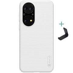   Huawei P50 / P50E, Műanyag hátlap védőtok, stand, Nillkin Super Frosted, fehér