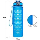 Prémium motivációs sport kulacs, idősáv, motivációs szöveg, kézpánttal, 1000 ml, Wooze You Did It, kék