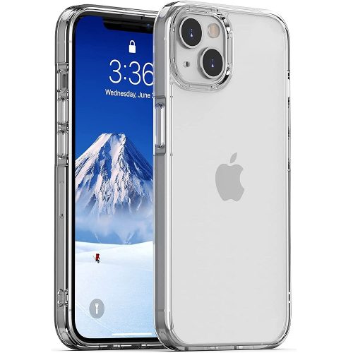 Apple iPhone 14 Pro Max, Szilikon keret + műanyag hátlap tok, közepesen ütésálló, légpárnás sarok, matt, Hybrid Airbag, áttetsző
