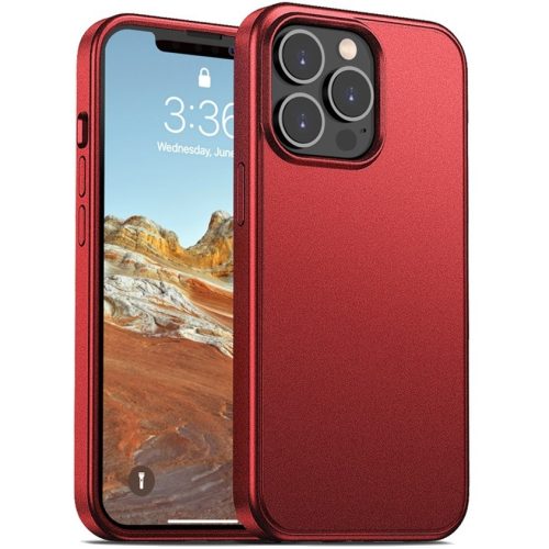 Apple iPhone 12 Pro Max, Szilikon keret + műanyag hátlap tok, Electro Optical Colour, piros