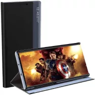   Xiaomi Poco X4 Pro 5G, Oldalra nyíló tok, stand, hívás mutatóval, vékony csíkban, Wooze Look Inside, fekete