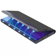   Xiaomi Poco X4 Pro 5G, Oldalra nyíló tok, stand, hívás mutatóval, vékony csíkban, Wooze Look Inside, fekete