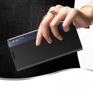   Xiaomi Poco X4 Pro 5G, Oldalra nyíló tok, stand, hívás mutatóval, vékony csíkban, Wooze Look Inside, fekete