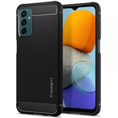   Samsung Galaxy M23 5G SM-M236B, Szilikon tok, Spigen Rugged Armor, karbon minta, fekete