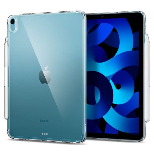 Apple iPad Air (2020) / iPad Air (2022), Szilikon tok, közepesen ütésálló, légpárnás sarok, Apple Pencil tartóval, Spigen Airskin Hybrid, átlátszó