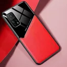Xiaomi Poco C40, Szilikon tok, bőr és plexi hátlap, közepesen ütésálló, mágneses tartóval kompatibilis, Wooze Texture, piros