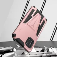   Apple iPhone 14 Pro Max, Műanyag hátlap védőtok szilikon belső, közepesen ütésálló, kitámasztóval, Wooze Supportive Care, vörösarany