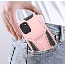 Apple iPhone 14 Pro Max, Műanyag hátlap védőtok szilikon belső, közepesen ütésálló, kitámasztóval, Wooze Supportive Care, vörösarany