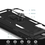   Apple iPhone 14 Pro Max, Műanyag hátlap védőtok, közepesen ütésálló, szilikon belső, telefontartó gyűrű, Defender, zöld