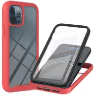   Apple iPhone 14 Pro Max, Szilikon hátlap és műanyag előlapi tok, elő- és hátlapi üveggel, közepsen ütésálló, Wooze Power Case, fekete/piros