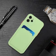   Apple iPhone 14 Pro Max, Szilikon tok, kártyatartóval, Wooze Card Slot, világoszöld