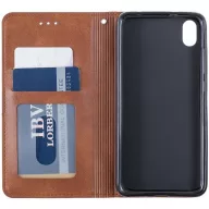   Apple iPhone 14 Pro, Oldalra nyíló tok, stand, geometria minta, Wooze DesignBook, barna