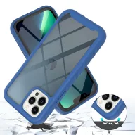   Apple iPhone 14 Pro, Szilikon hátlap és műanyag előlapi tok, elő- és hátlapi üveggel, közepsen ütésálló, Wooze Power Case, fekete/kék