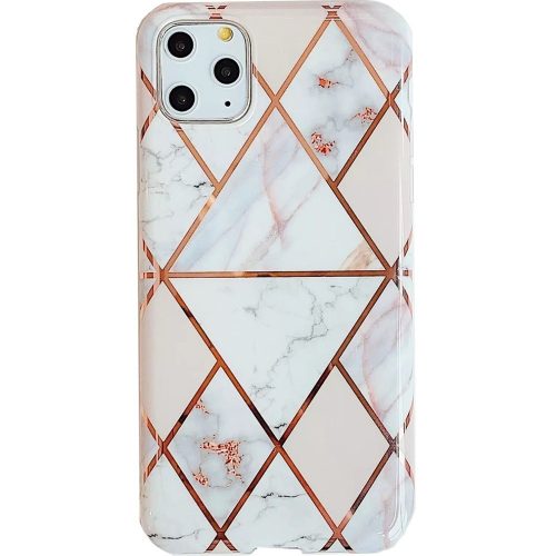 Apple iPhone 14 Pro, Szilikon tok, sokszöges márvány minta, Wooze Geometric Marble, színes/fehér