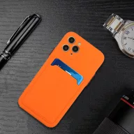   Apple iPhone 14, Szilikon tok, kártyatartóval, Wooze Card Slot, narancssárga