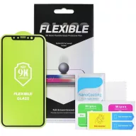   Apple iPhone 14 Pro Max, Kijelzővédő fólia, ütésálló fólia, Tempered Glass (edzett üveg), 5D, Full Glue, Nano Flexi Glass, fekete