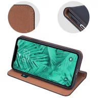   Apple iPhone 14 Pro Max, Oldalra nyíló tok, valódi bőrtok, stand, Smart Pro, fekete