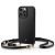 Apple iPhone 14 Pro Max, Szilikon védőkeret + műanyag hátlap, bőrrel bevont hátlap, nyakbaakasztó, Magsafe töltővel kompatibilis, Spigen Ciel Cyrill Classic Charm Mag, fekete