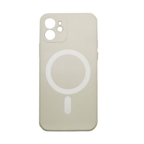 Apple iPhone 13, Szilikon tok, mágnes gyűrűvel, MagSafe töltővel kompatibilis, Wooze Magsafe Case, fehér