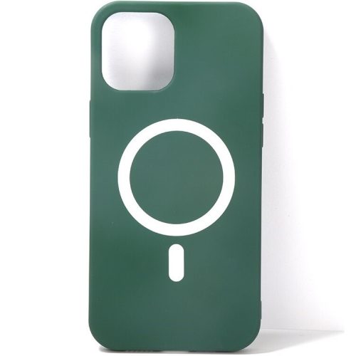 Apple iPhone 13, Szilikon tok, mágnes gyűrűvel, MagSafe töltővel kompatibilis, Wooze Magsafe Case, zöld