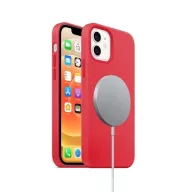   Apple iPhone 14 Pro, Szilikon tok, mágnes gyűrűvel, MagSafe töltővel kompatibilis, Wooze Magsafe Case, rózsaszín