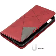   Huawei Honor 60 Pro, Oldalra nyíló tok, stand, geometria minta, Wooze DesignBook, piros