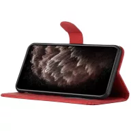   Huawei Honor 60 Pro, Oldalra nyíló tok, stand, kártyatartóval, kézpánttal, Wooze Illusion, piros