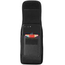 Univerzális tok, álló, övre csíptethető, fűzhető, kártyatartóval, Apple iPhone 13 Pro méret, Oxford, Model-3, fekete