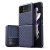 Samsung Galaxy Z Flip4 SM-F721B, Műanyag hátlap védőtok, valódi bőr hátlap, rombusz minta, Dux Ducis Venice, kék