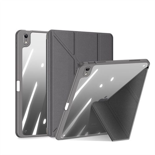 Apple iPad 10.9 (2022), mappa tok, Apple Pencil tartóval, levehető előlap, Origami Smart Case, Dux Ducis Magi, átlátszó/szürke