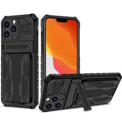   Samsung Galaxy A03 Core SM-A032F, Műanyag hátlap védőtok szilikon belső, közepesen ütésálló, kitámasztóval, kártyatartóval, Wooze Transformer, fekete