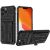 Samsung Galaxy Note 20 / 20 5G SM-N980 / N981, Műanyag hátlap védőtok szilikon belső, közepesen ütésálló, kitámasztóval, kártyatartóval, Wooze Transformer, fekete
