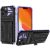 Samsung Galaxy A02 SM-A022F, Műanyag hátlap védőtok szilikon belső, közepesen ütésálló, kitámasztóval, kártyatartóval, Wooze Transformer, fekete/lila