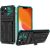 Samsung Galaxy A02 SM-A022F, Műanyag hátlap védőtok szilikon belső, közepesen ütésálló, kitámasztóval, kártyatartóval, Wooze Transformer, fekete/zöld