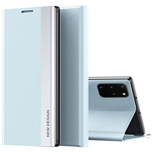 Samsung Galaxy S23 SM-S911, Oldalra nyíló tok, stand, Wooze Silver Line, világoskék