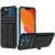 Samsung Galaxy S23 Plus SM-S916, Műanyag hátlap védőtok szilikon belső, közepesen ütésálló, kitámasztóval, kártyatartóval, Wooze Transformer, fekete/kék
