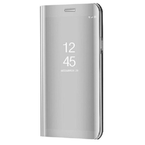 Samsung Galaxy S23 Ultra SM-S918, Oldalra nyíló tok, hívás mutatóval, Smart View Cover, ezüst (utángyártott)