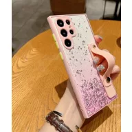   Apple iPhone 11 Pro, Szilikon tok, közepesen ütésálló, kézpánttal, színátmenetes, csillogó minta, Wooze Strap Star, mintás/rózsaszín