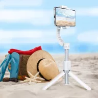   Selfie bot 3in1, 19 - 86 cm, 360°-ban forgatható, exponáló gombbal, bluetooth-os, v4.0, tripod állvány funkció, gimbal, SSTR-L08, fehér