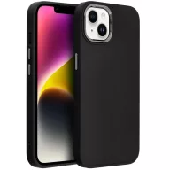   Apple iPhone 14 Pro Max, Szilikon tok, közepesen ütésálló, fémhatású kamera keret, Frame Case, fekete
