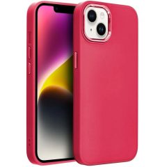   Apple iPhone 7 / 8 / SE (2020) / SE (2022), Szilikon tok, közepesen ütésálló, fémhatású kamera keret, Frame Case, magenta