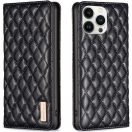 Xiaomi Poco M3, Oldalra nyíló tok, stand, kártyatartóval, 3D rombusz minta, Wooze Pillow, fekete