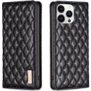 Xiaomi Poco M3, Oldalra nyíló tok, stand, kártyatartóval, 3D rombusz minta, Wooze Pillow, fekete