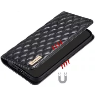   Oppo Find X5 Pro, Oldalra nyíló tok, stand, kártyatartóval, 3D rombusz minta, Wooze Pillow, fekete