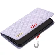   Motorola Moto G62 5G, Oldalra nyíló tok, stand, kártyatartóval, 3D rombusz minta, Wooze Pillow, lila