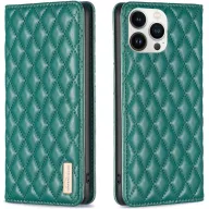  Oppo A74 4G / A95 4G / Reno6 Lite, Oldalra nyíló tok, stand, kártyatartóval, 3D rombusz minta, Wooze Pillow, zöld